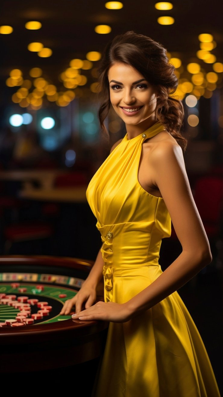 Antarmuka permainan dengan opsi Fold atau Raise Layar permainan Caribbean Stud Poker dengan tombol Fold dan Raise